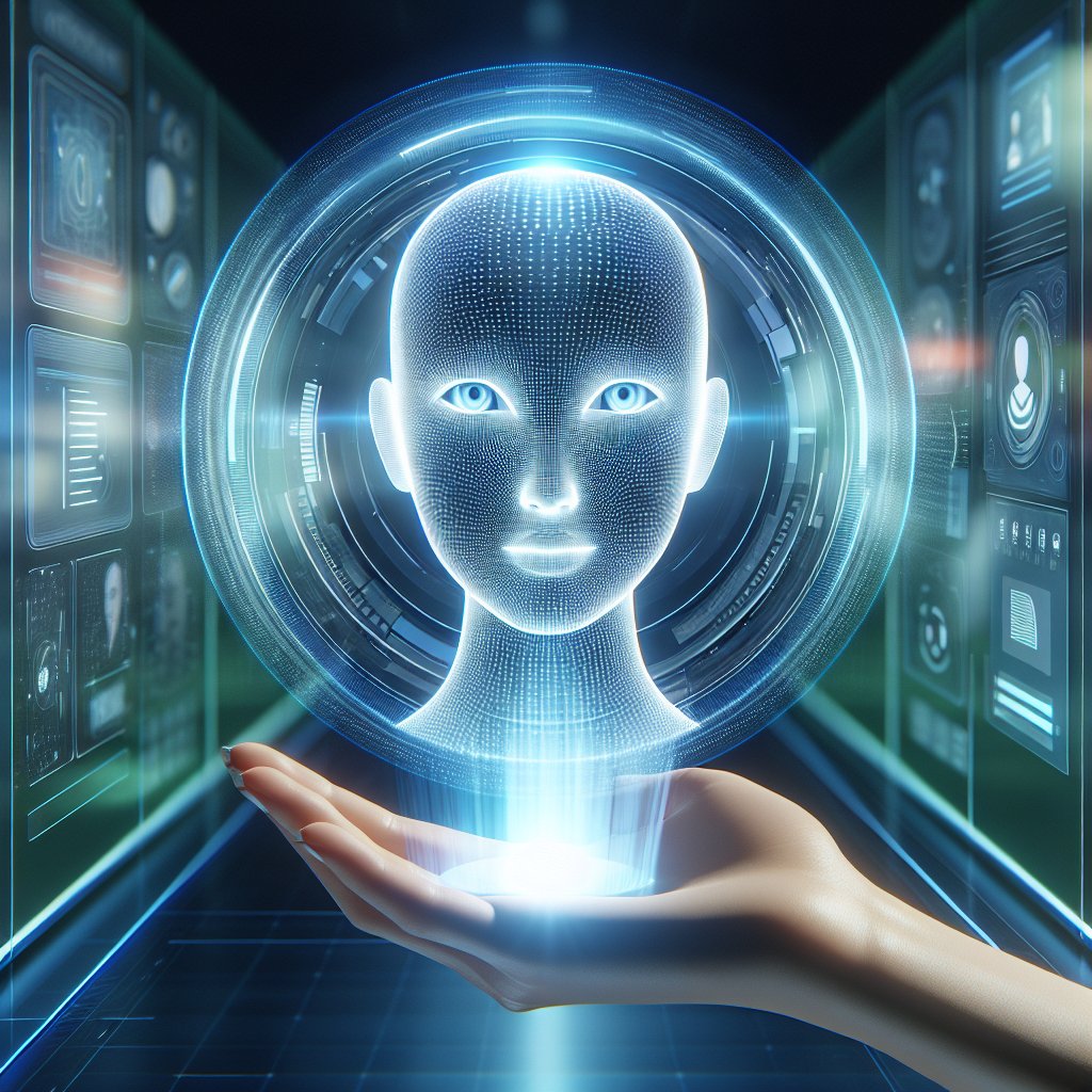 Une illustration futuriste représentant Monica IA, visualisée comme une interface holographique émanant d'un dispositif intelligent. L'image capture l'essence de Monica en tant qu'assistant virtuel avancé, avec des éléments visuels qui évoquent la personnalisation et l'anticipation des besoins de l'utilisateur. La technologie et l'interaction humaine se mêlent harmonieusement, symbolisant l'intégration de l'intelligence artificielle dans le quotidien pour améliorer l'efficacité et le bien-être.